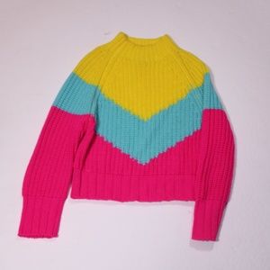 Essentiel Antwerp Wavinci Made In Italy Chevron Stripe Knit Mockneck Sweater S